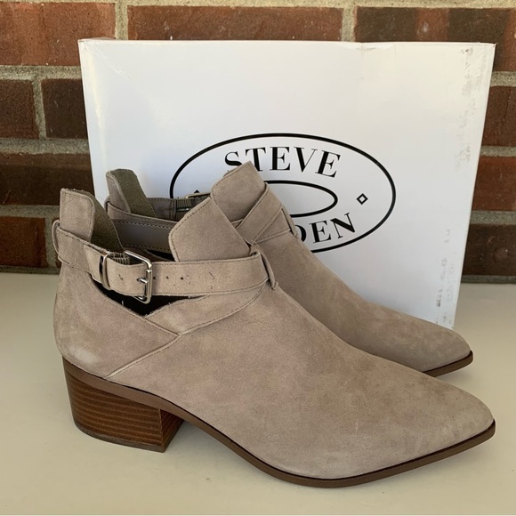 Steve Madden Womens Defiant Grey Suede Pointed Toe Ankle Boots Size US 9 M - Picture 1 of 11